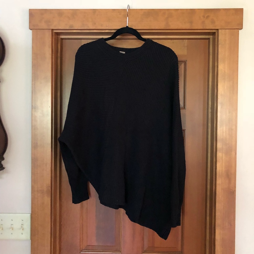 Free People Asymmetrical Black Sweater - L
